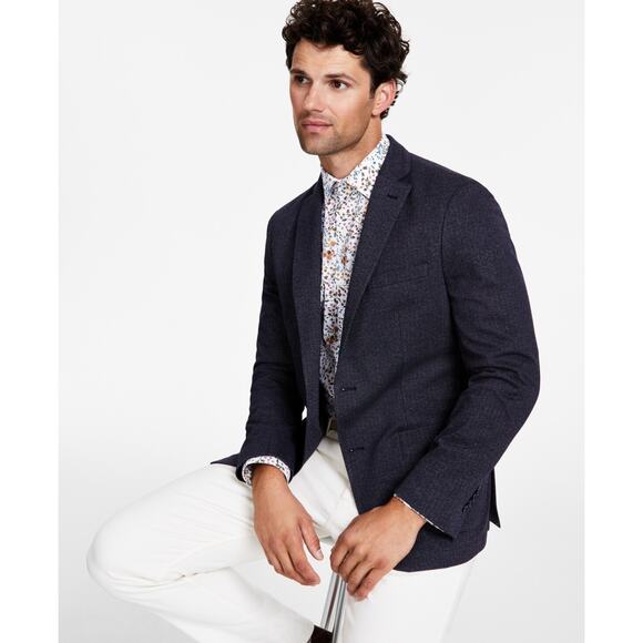 Bar Iii Men's Slim-Fit Knit Herringbone Sport Coat Dark Blue Size 40R 12624 - Picture 1 of 1
